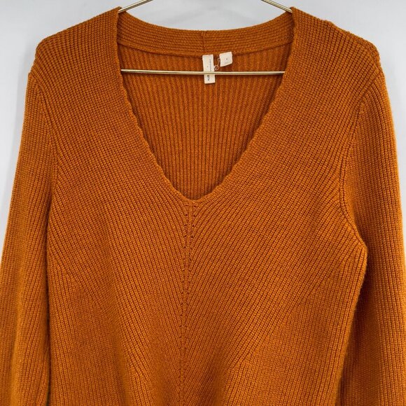 Anthropologie MOTH Rust Orange Tie-Front Sweater Size M - Picture 2 of 10